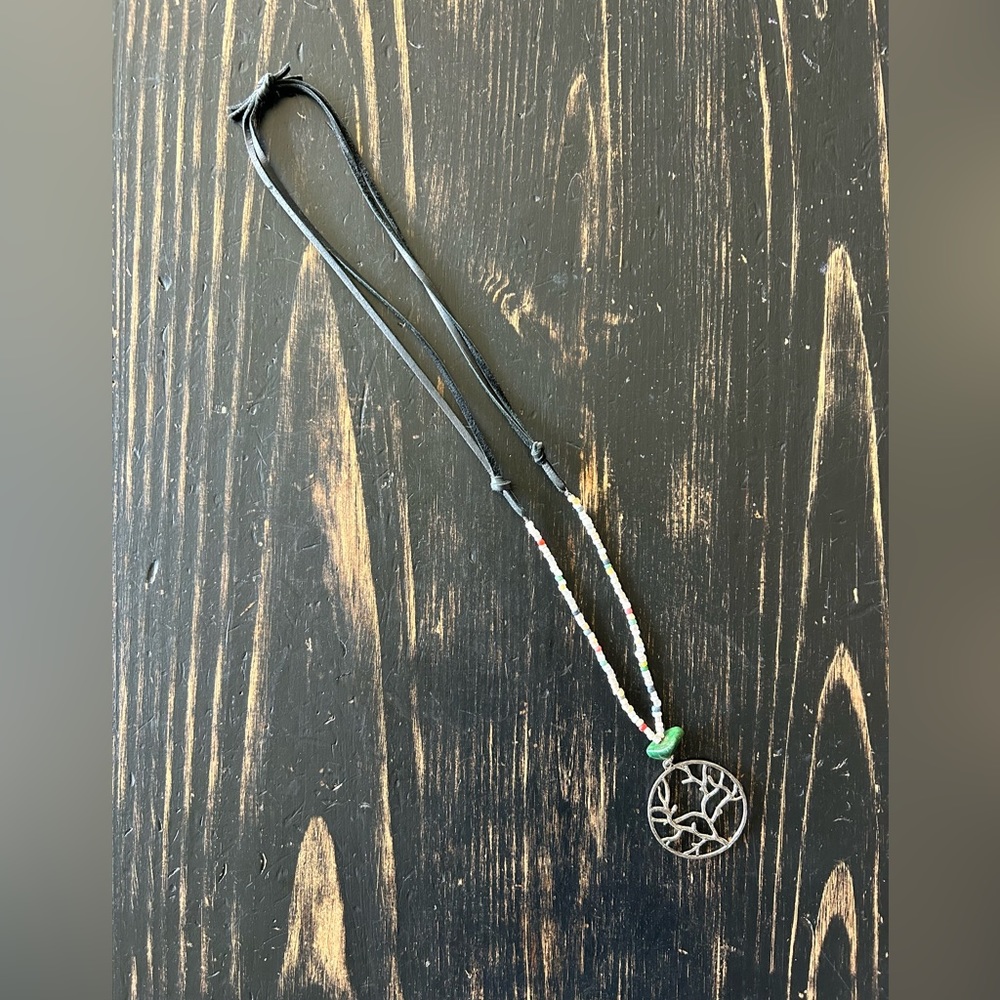 Leather beaded necklace